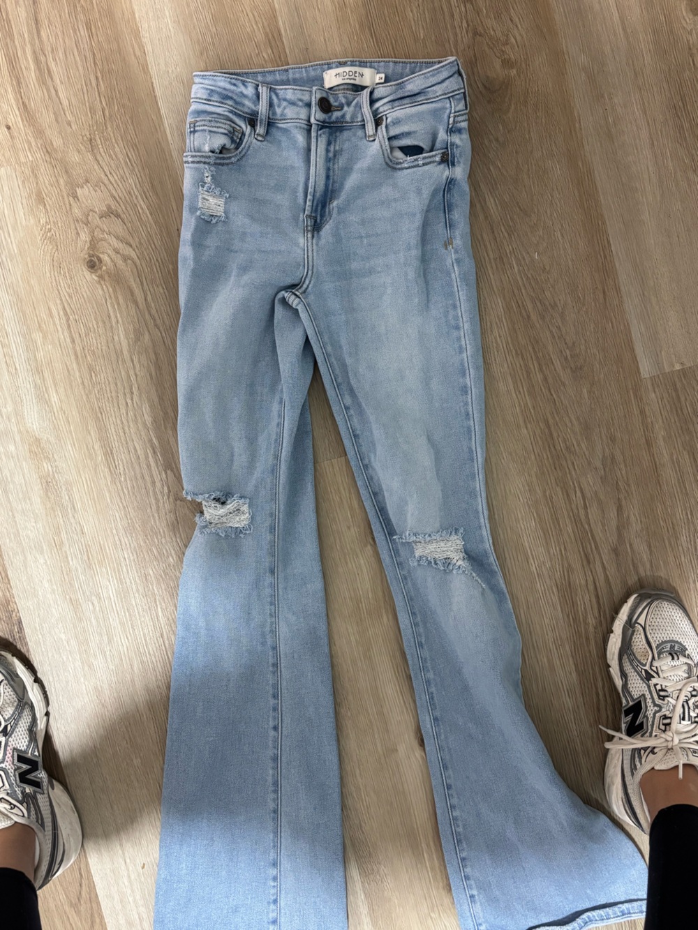 Light Blue Distressed Boot Cut Jeans